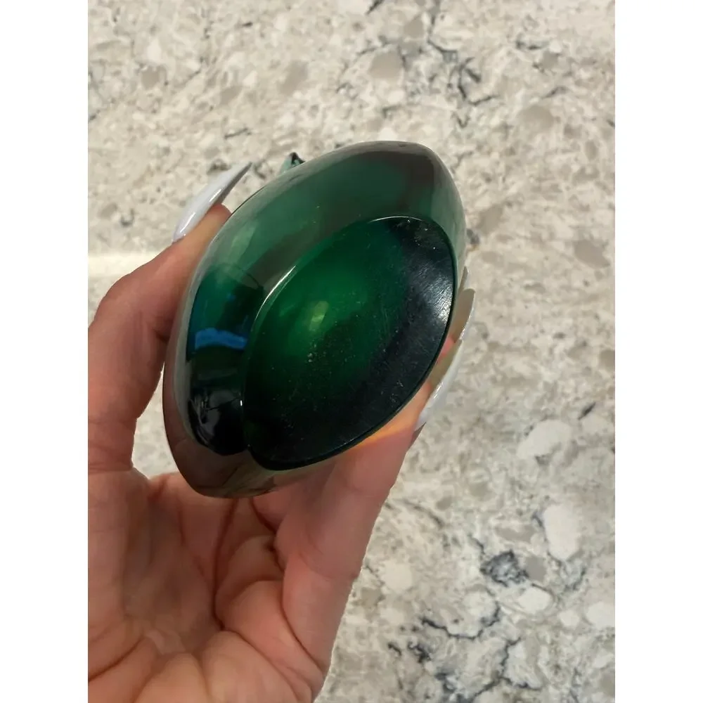 Murano Glass Vase Stunning Sommerso Technique Vibrant Teal and Amber